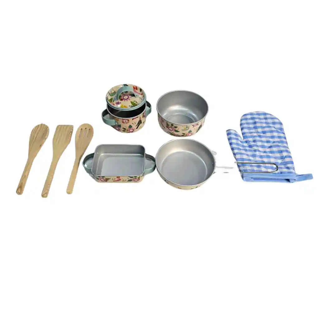 8 Pcs Utenzilios De Cocina Para Niñas, Juego De Cocina Con Recipiente Para Sartenes De Aluminio