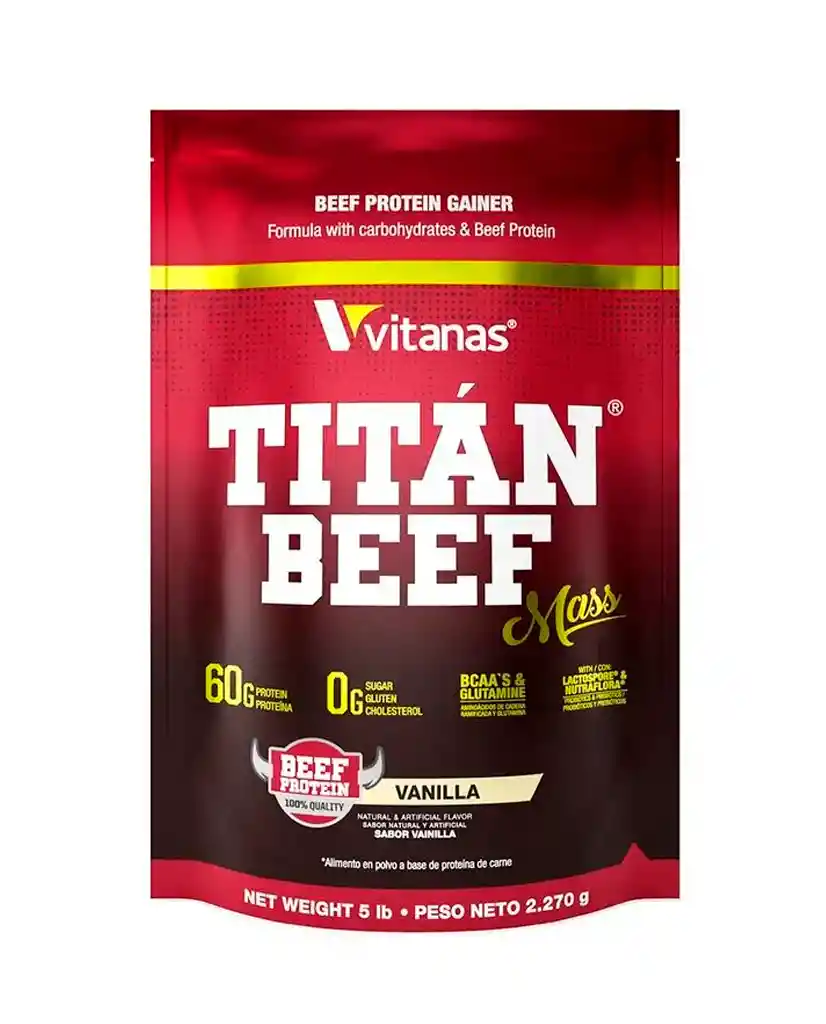 Proteina Titan Beef Mass Vainilla Vitanas 2 Lb