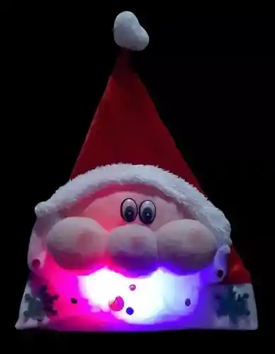 Gorro Navideño En Peluche Con Luces Papa Noel Cacheton