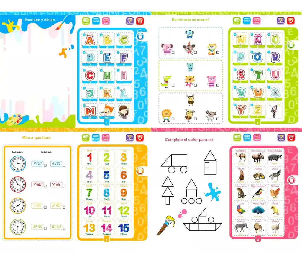 Libro De Estudio📚interactivo Aprendizaje Para Niños Español, Ingles