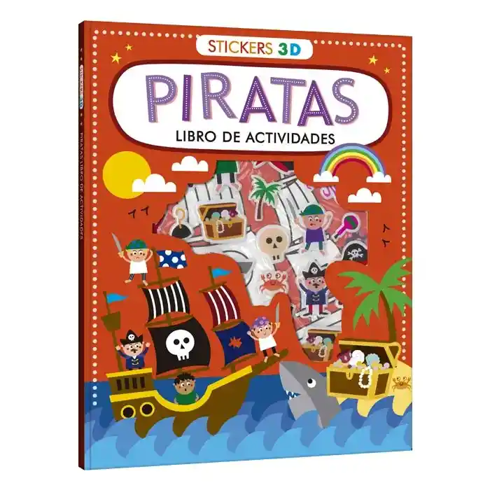 Libro De Actividades Piratas Con Stickers 3d Para Niños