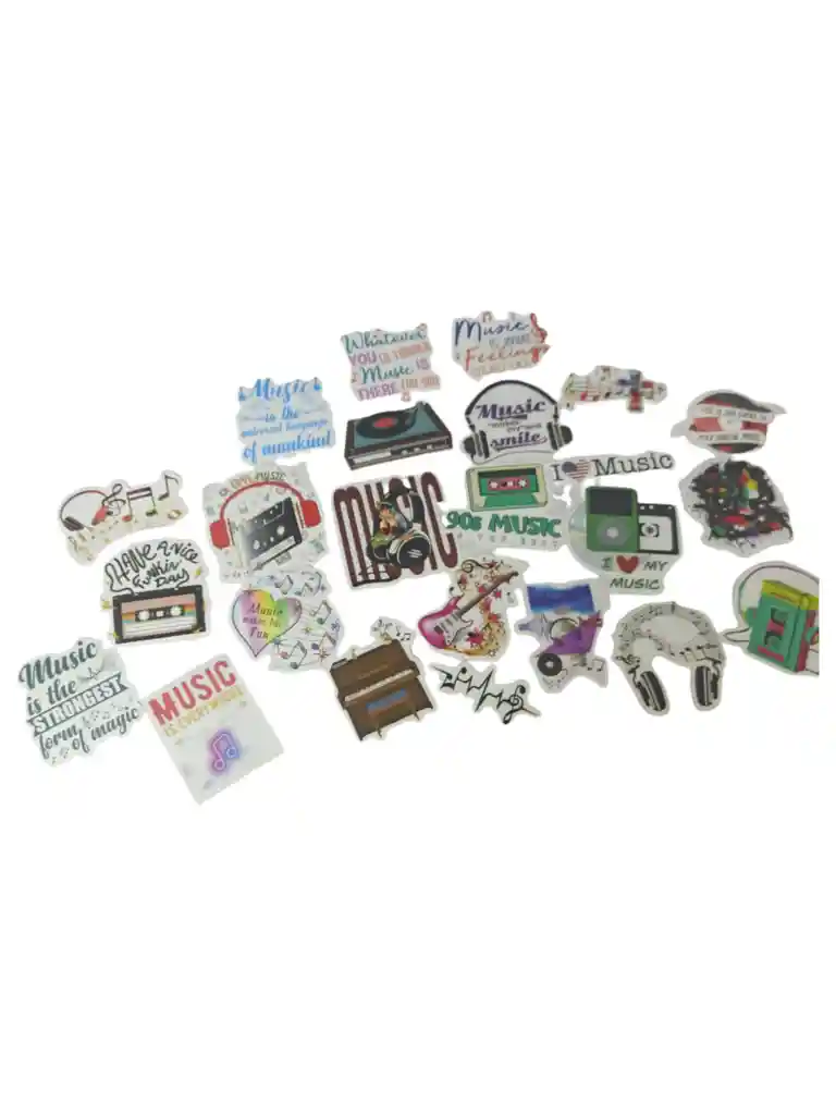 Pegatinas Musica Stickers Calcomanias Adhesivos Coleccion X25 Unidades