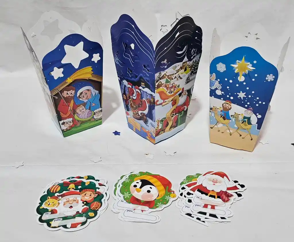 Faros Faroles X 10 Unidades Para Velas Navidad + Tarjetas Aguinaldo Deseo