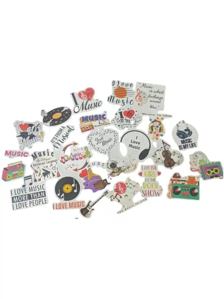 Pegatinas Musica Stickers Calcomanias Adhesivos Coleccion X25 Unidades