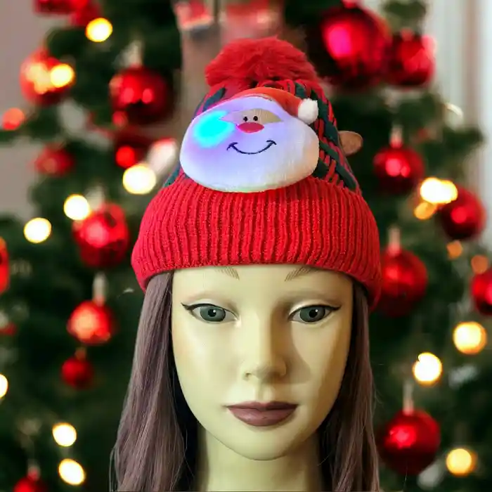 Gorro Papá Noel Navidad Térmico Con Luz