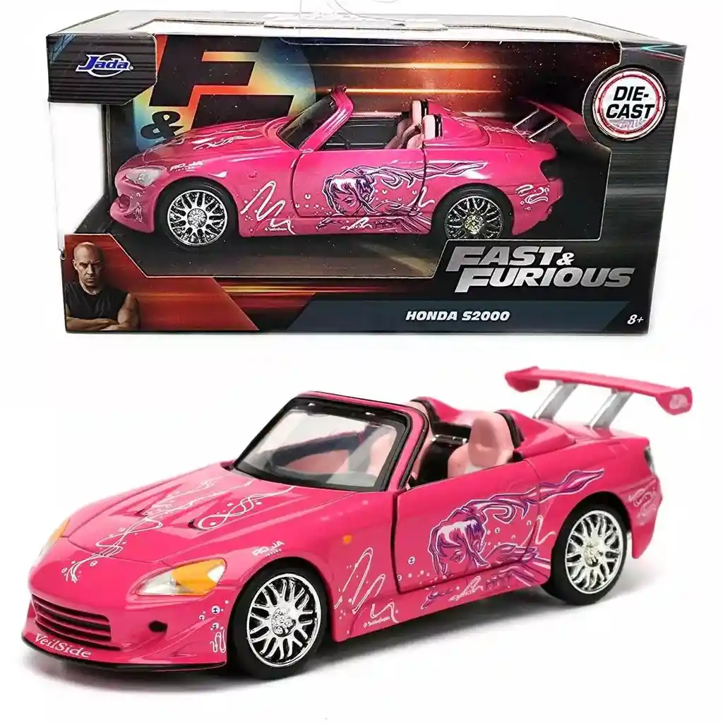 Carro Coleccionable 1:24 Grande Metálico Fast Furious Modelo Suki’s Honda S2000 Vehículo De Fundición, Modelo Coche Juguete Fiesta Regalos, Colección