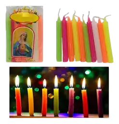 Velas Navideñas Velitas Colores Paquete De 10 Und