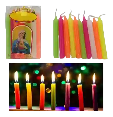 Velas Navideñas Velitas Colores Paquete De 10 Und