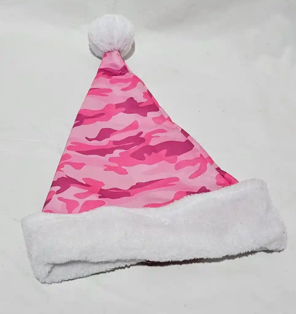 Gorro Papa Noel Navidad Militar Rosado Fiesta Regalo