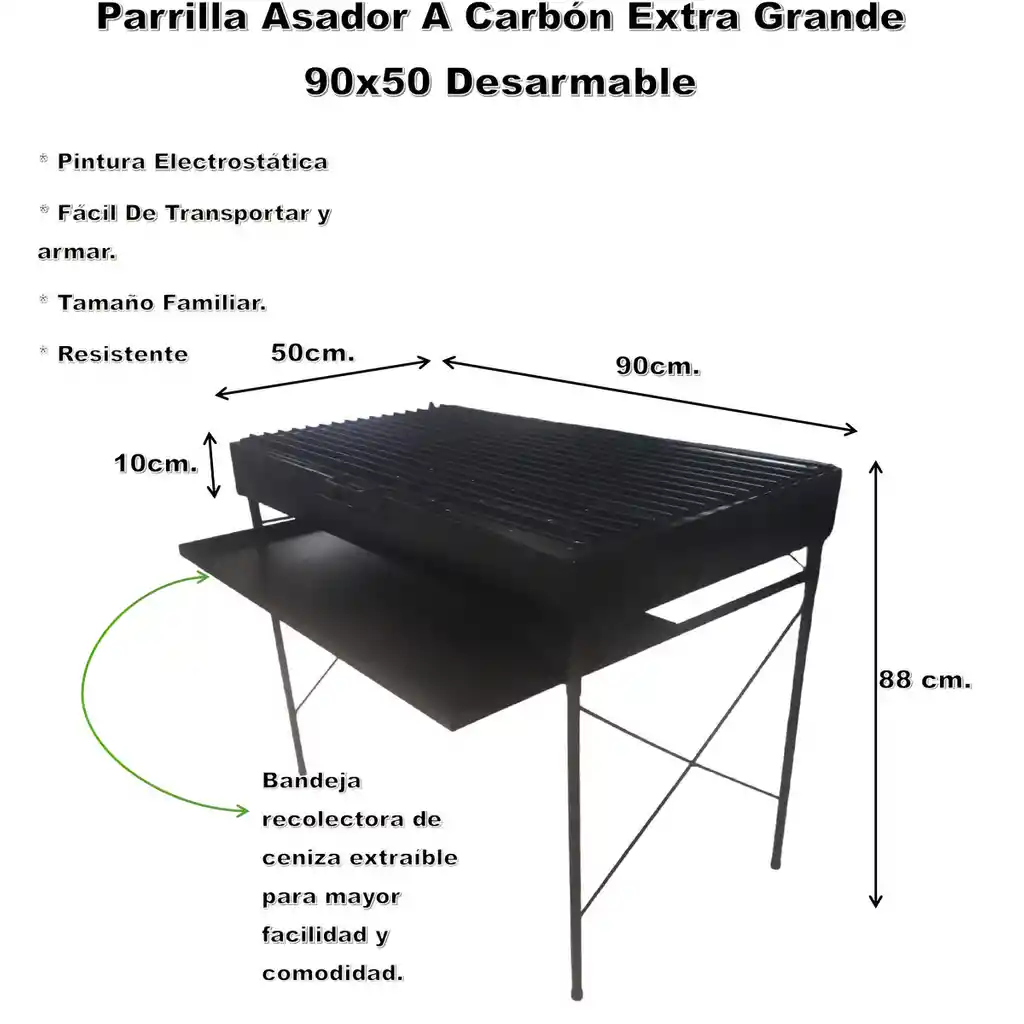 Parrilla/brasero Asador A Carbón Extra Grande Desarmable