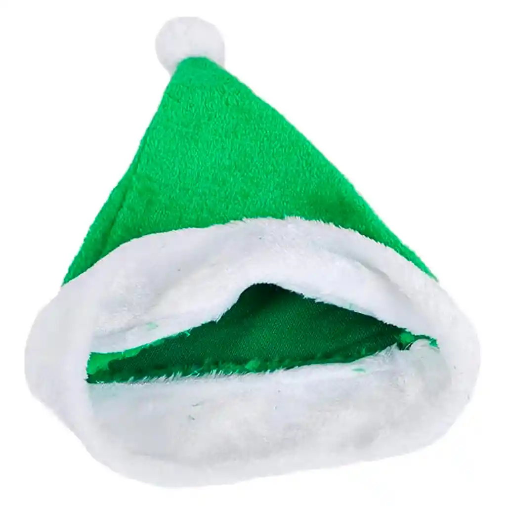 Gorro Navidad Gamuzado Fino Pompón Navideño 37x28 Verde