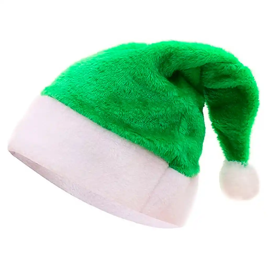 Gorro Navidad Gamuzado Fino Pompón Navideño 37x28 Verde