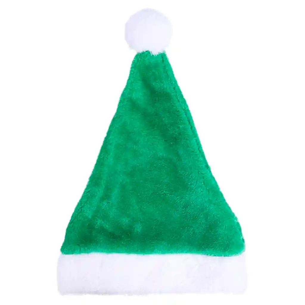 Gorro Navidad Gamuzado Fino Pompón Navideño 37x28 Verde