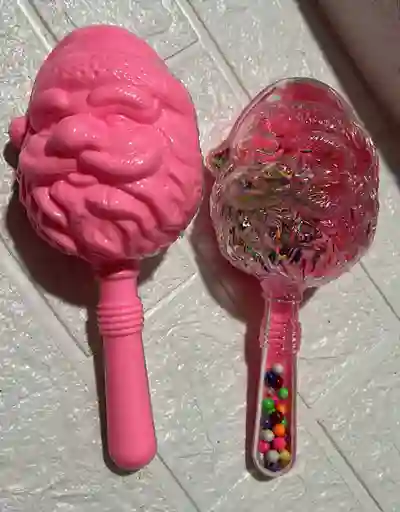 Maracas De Navidad Papa Noel Con Luz Rosadas X2 Unidades