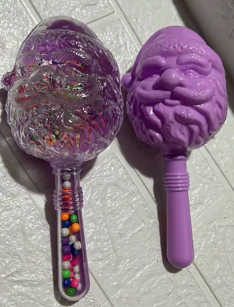 Maracas De Navidad Papa Noel Con Luz Lila X2 Unidades