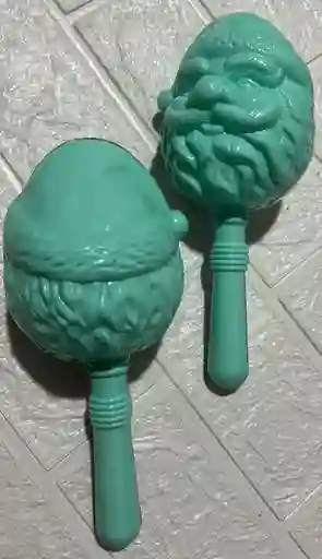 Maracas De Navidad Papa Noel Con Luz Aguamarina X2 Unidades