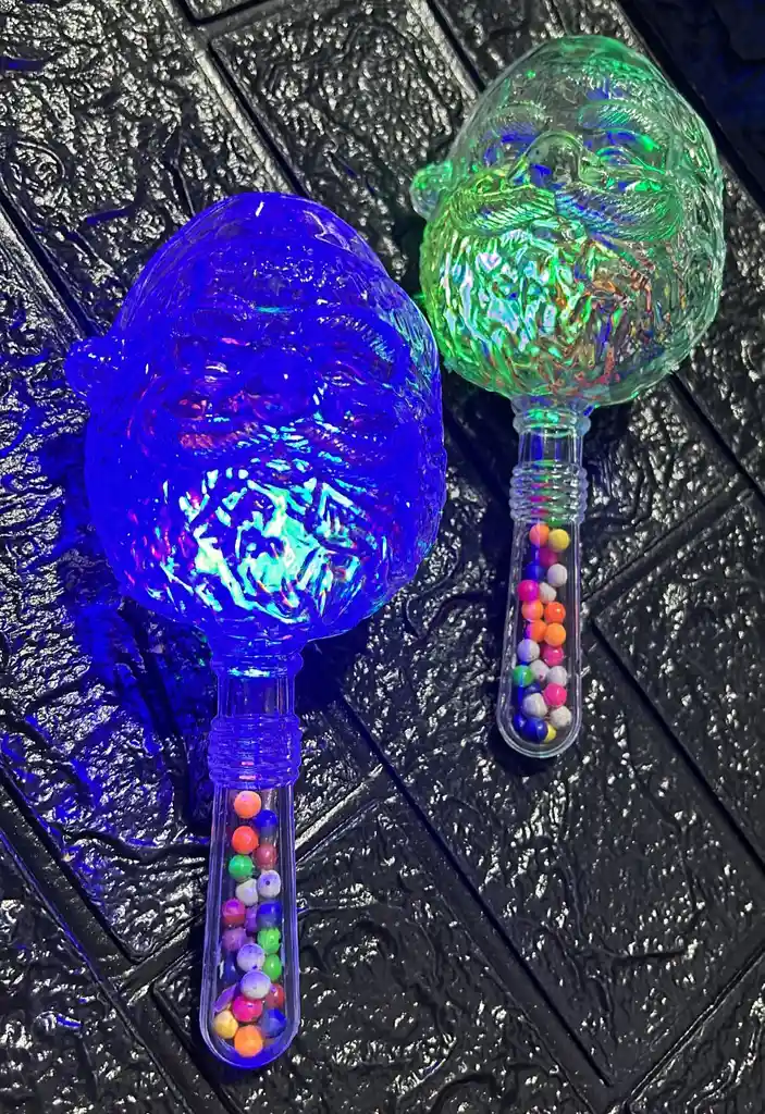 Maracas De Navidad Papa Noel Con Luz Transparente X2 Unidades