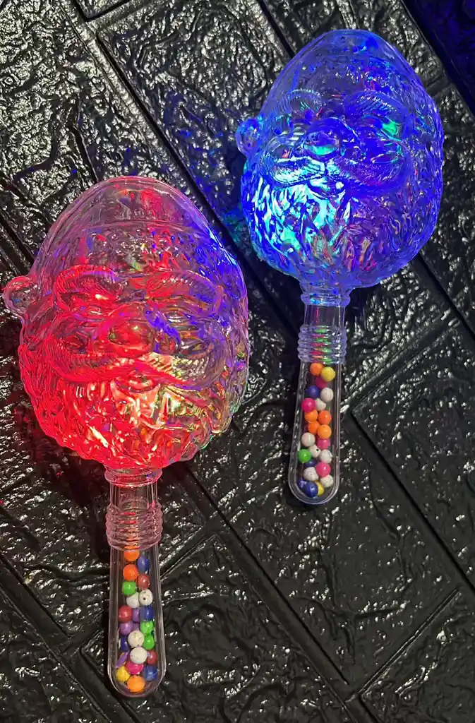 Maracas De Navidad Papa Noel Con Luz Transparente X2 Unidades