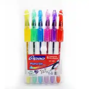 Boligrafo Gipao Mirellado Y Neon X 6 Gel