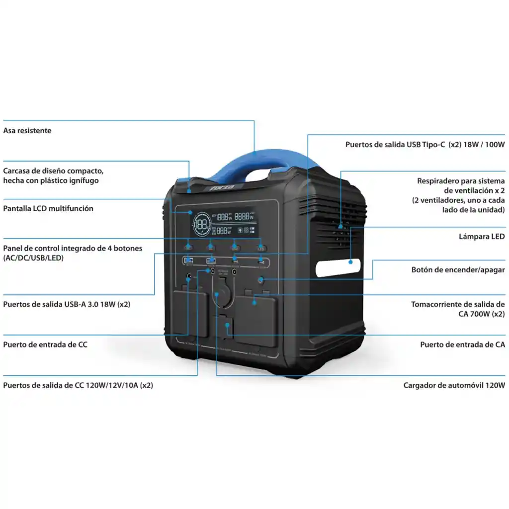 Planta Eléctrica Portátil Forza Fpp-t700, Baterías Lmfp 700w