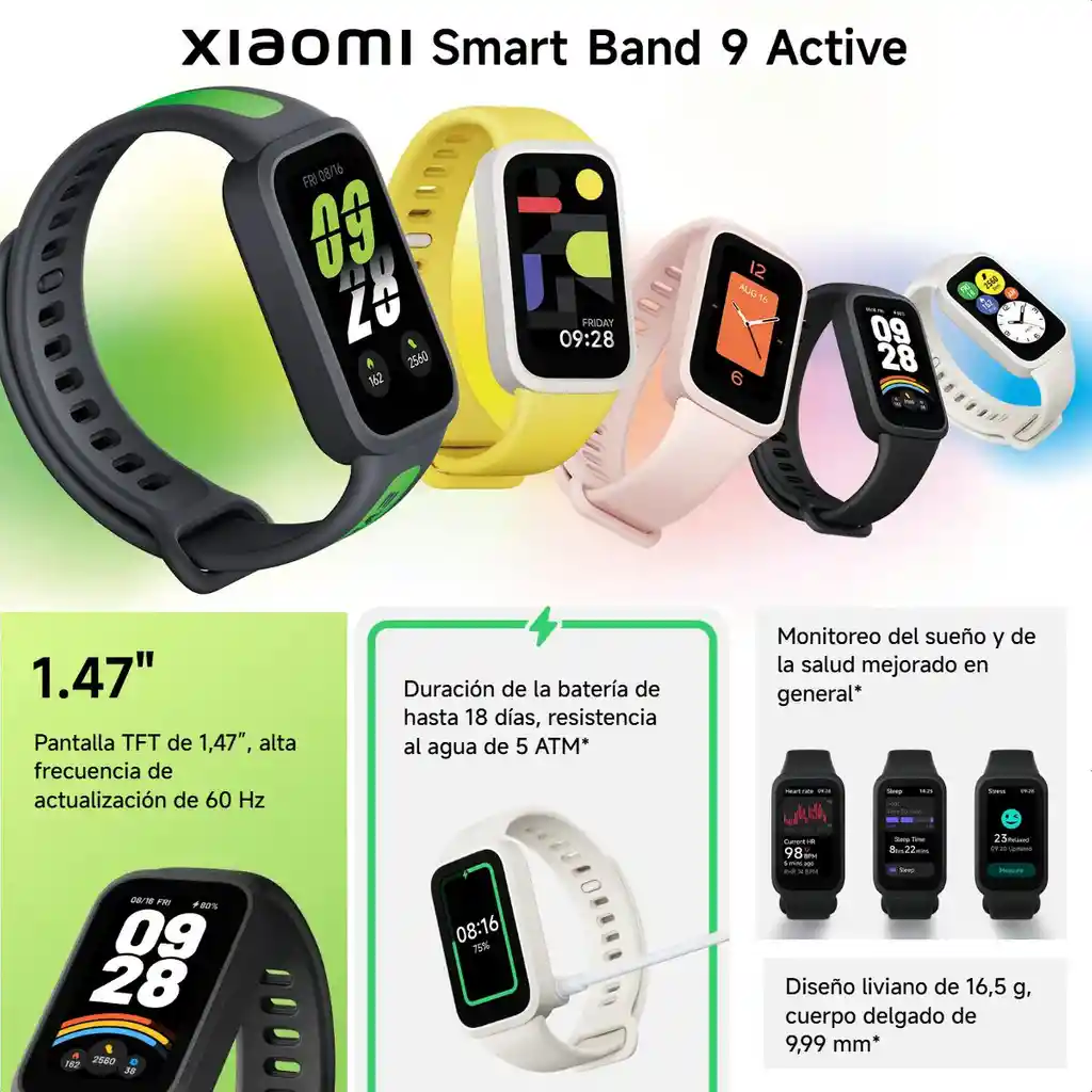 Xiaomi Smart Band 9 Active Pulsera Inteligente Smartwatch Blanco