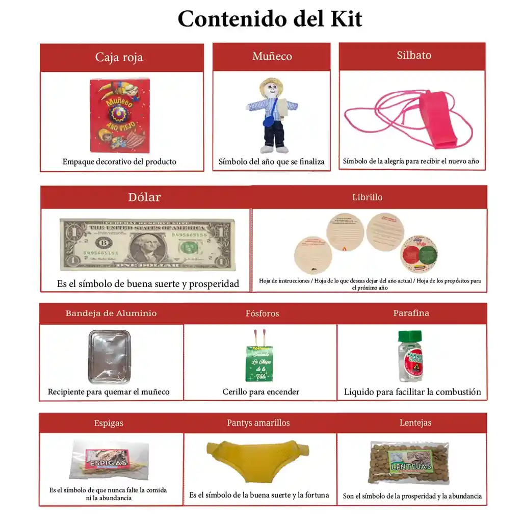 Kit 1 - Caja Roja Agüeros Paisa - Muñeco Año Viejo