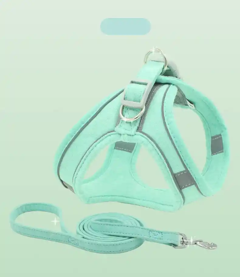 Arnés Para Perro Con Traílla Nobuck Talla M Color Verde Menta