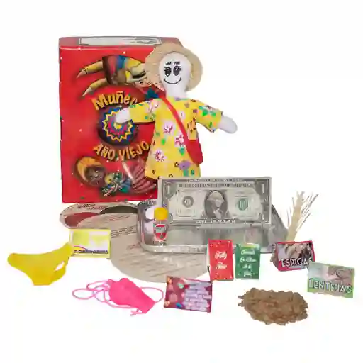 Kit 6 - Caja Roja Agüeros Muñeca - Muñeco Año Viejo