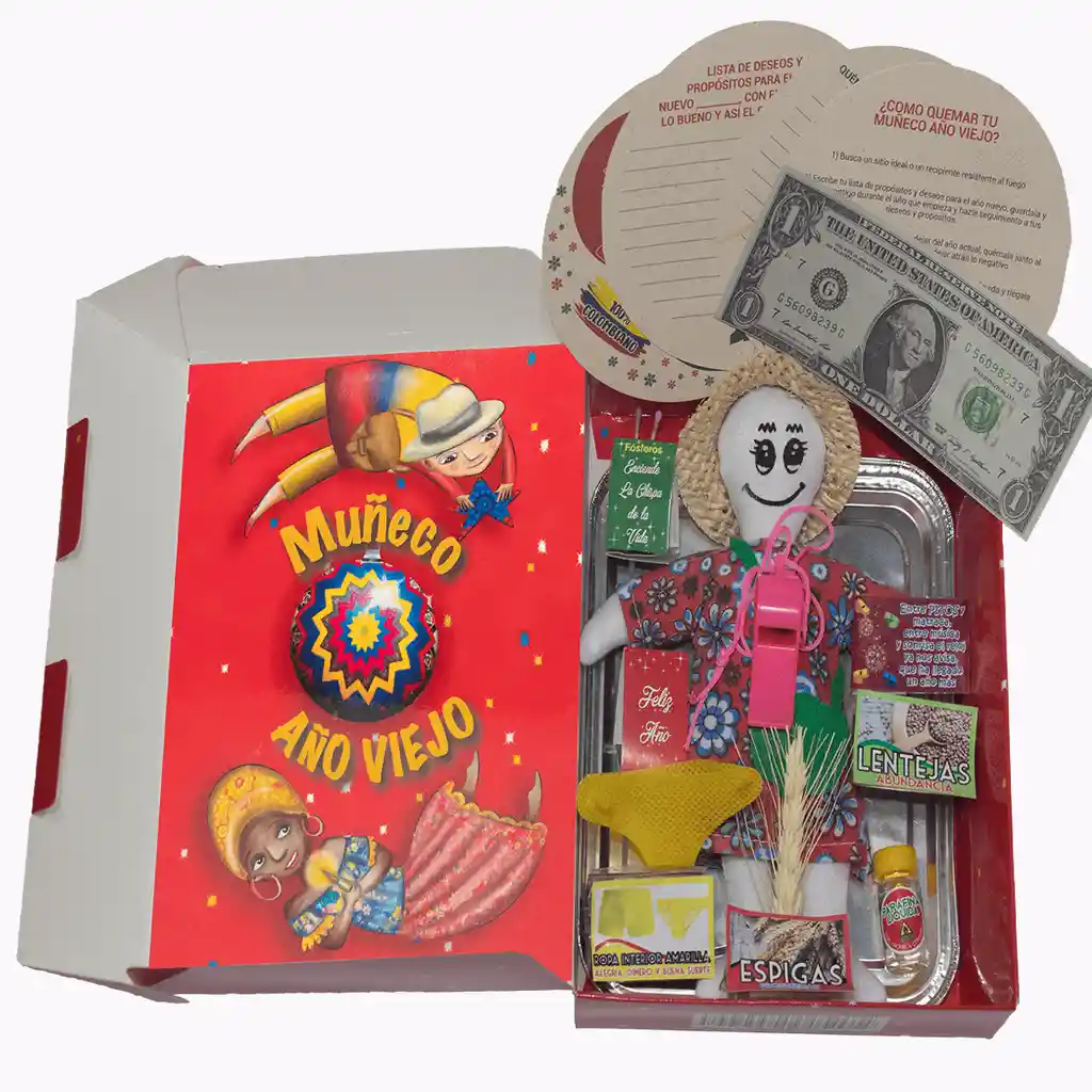 Kit 6 - Caja Roja Agüeros Muñeca - Muñeco Año Viejo