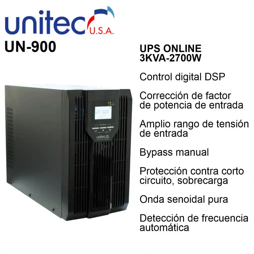 Ups Online Unitec Un-900 De 3kva 3000va 2700w Cd Monitoreo