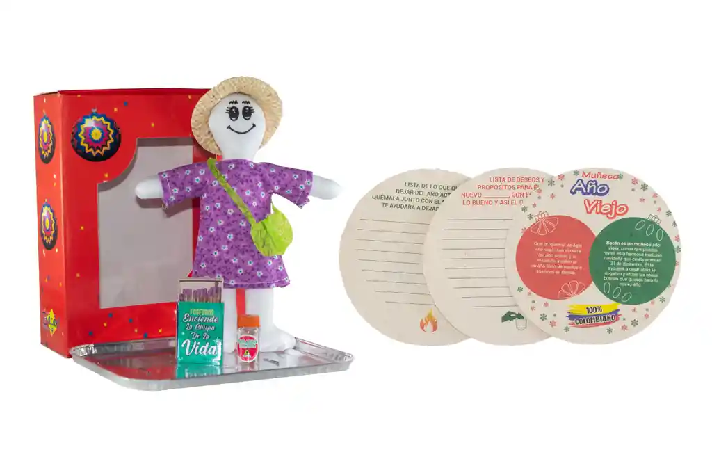 Kit 11 -caja Roja Muñeca - Muñeco Año Viejo