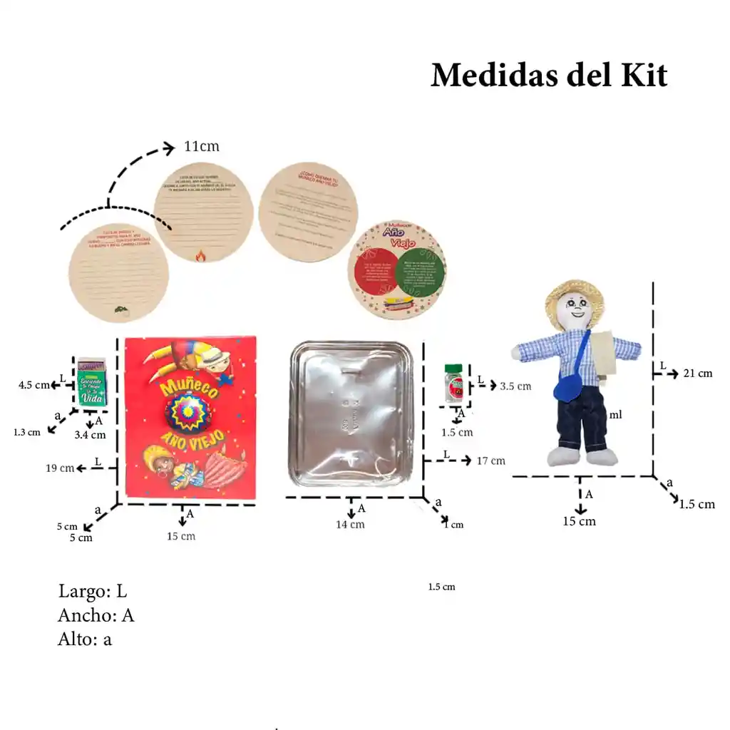 Kit 12 - Caja Roja Paisa - Muñeco Año Viejo