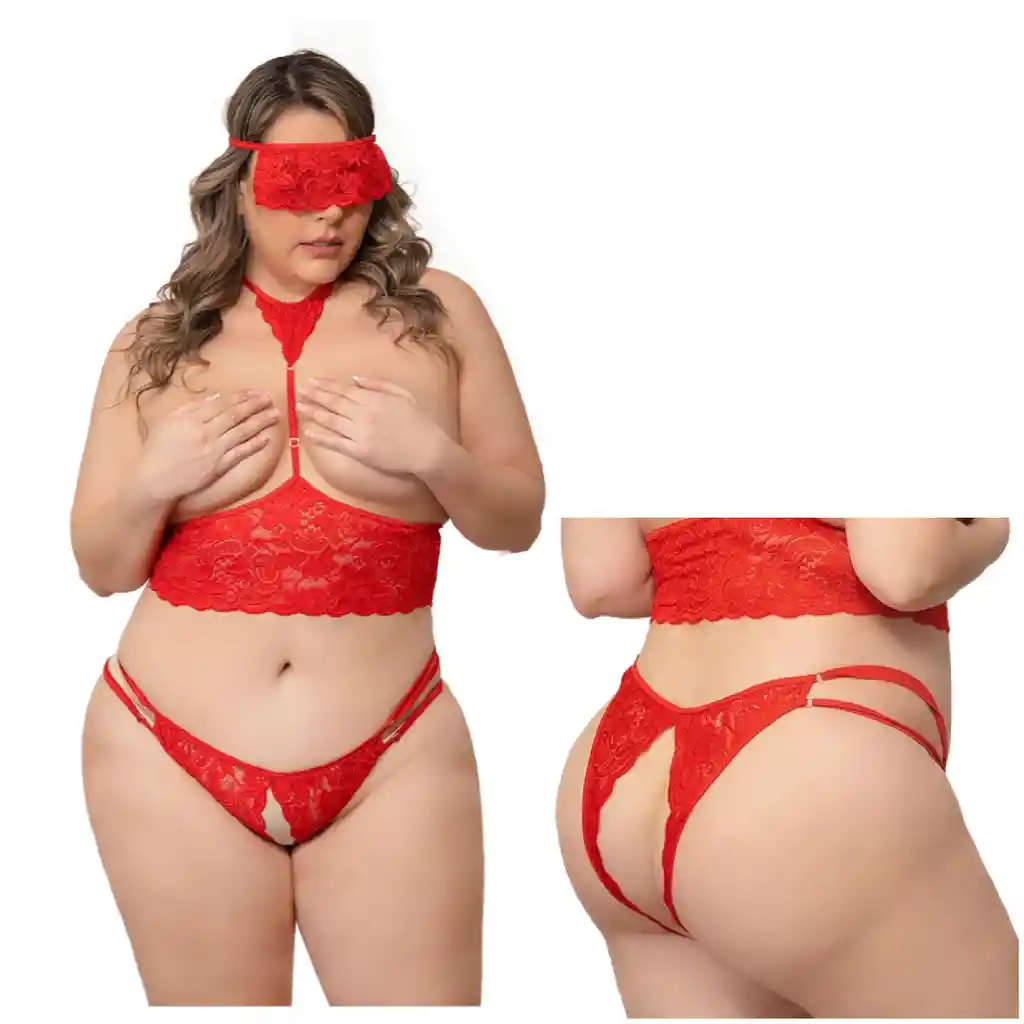 Lenceria Sensual Curvy Encaje Tanga Apertura