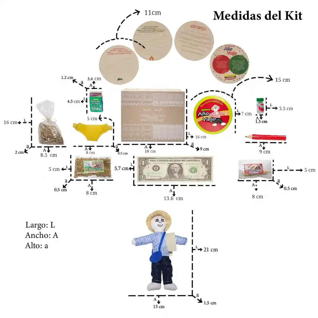 Kit 15 - Tarro Paisa - Muñeco Año Viejo