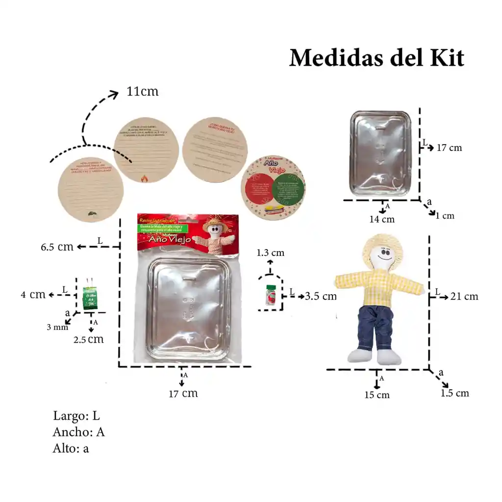 Kit 16 - Cenefa Roja Tradicional - Muñeco Año Viejo