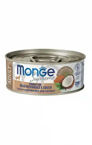 Lata Monge Supreme Gato Adulto De Atun Con Arroz Integral Y Coco 80g