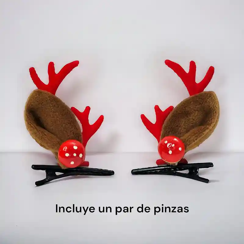 Pinzas Hebillas Navideñas Para El Cabello Venado Navidad