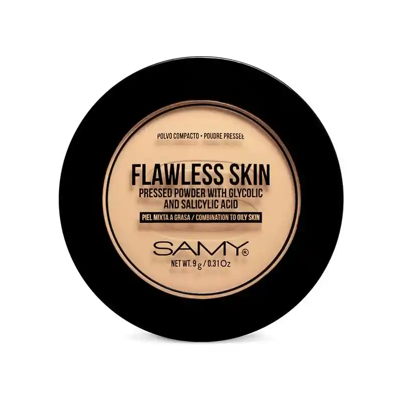 Polvo Compacto Samy Flawless Skin Piel Mixta A Grasa Tono 2- Beige