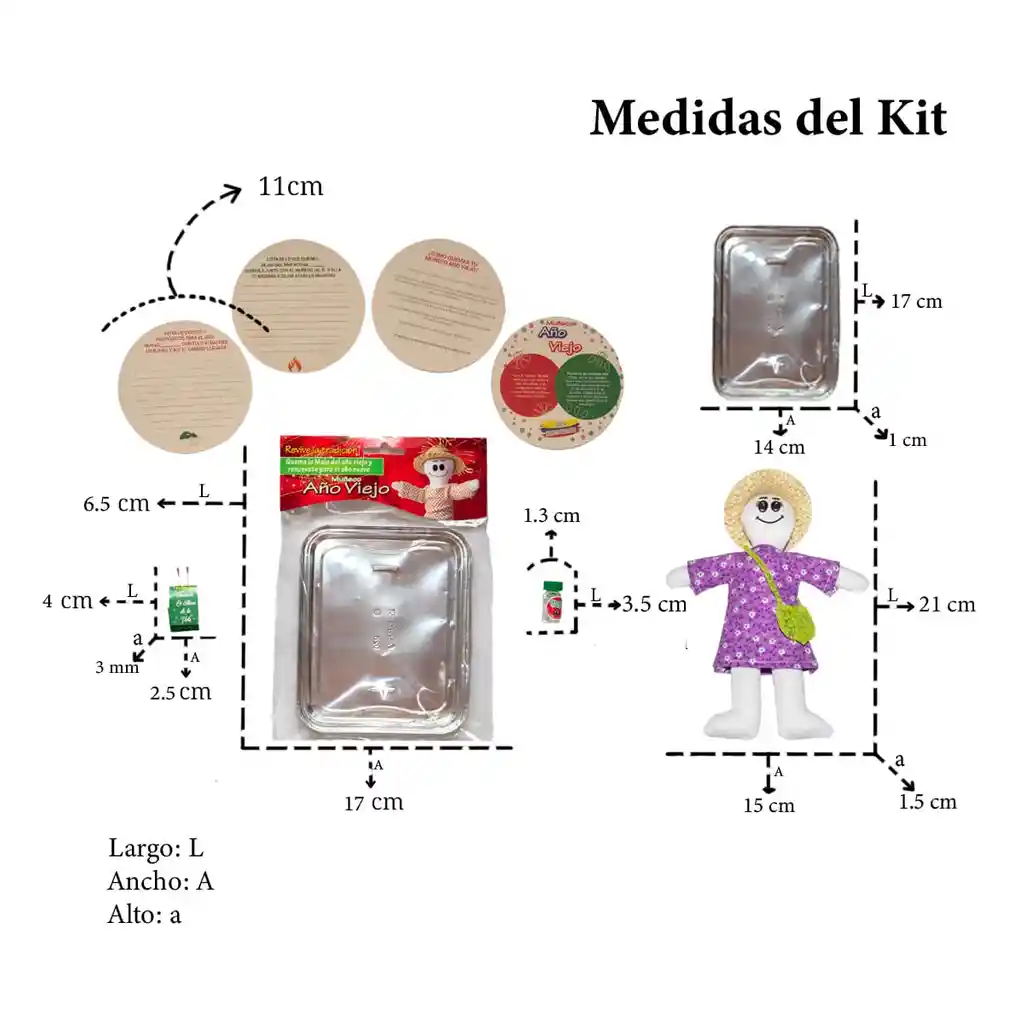 Kit 30 - Cenefa Roja Muñeca - Muñeco Año Viejo