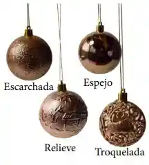 Bolas De Navidad, Adornos Navideños , X24 Unidades De Bolas Estampadas Color Champaña, Alegría De Navidad