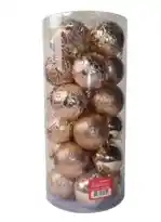 Bolas De Navidad, Adornos Navideños , X24 Unidades De Bolas Estampadas Color Champaña, Alegría De Navidad