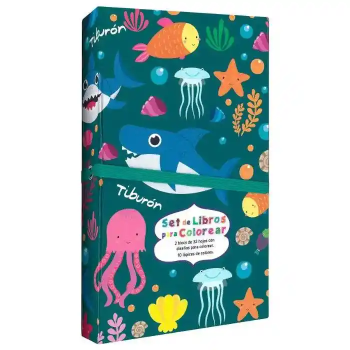 Libro Set Para Colorear Tiburones Con Colores Para Niños