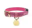 Collar Antiahogo Para Gato En Cuero Fucsia Tornasol