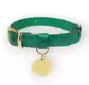 Collar Antiahogo Para Gato En Cuero Verde Serpiente