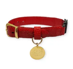 Collar Antiahogo Para Gato En Cuero Rojo Granulado