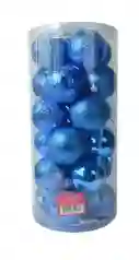 Bolas De Navidad, Adornos Navideños , X24 Unidades De Bolas Estampadas Color Azul, Alegría De Navidad