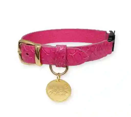 Collar Para Perro En Cuero Rosa S