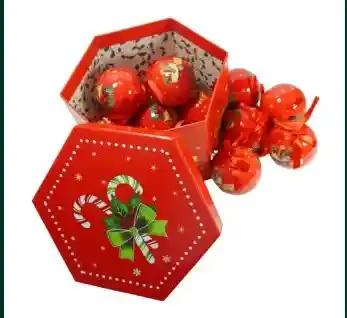 Bolas De Navidad, Adornos Navideños , X24 Unidades De Bolas Estampadas Figuras De Navidad Con Moño Color Rojo, Alegría De Navidad,