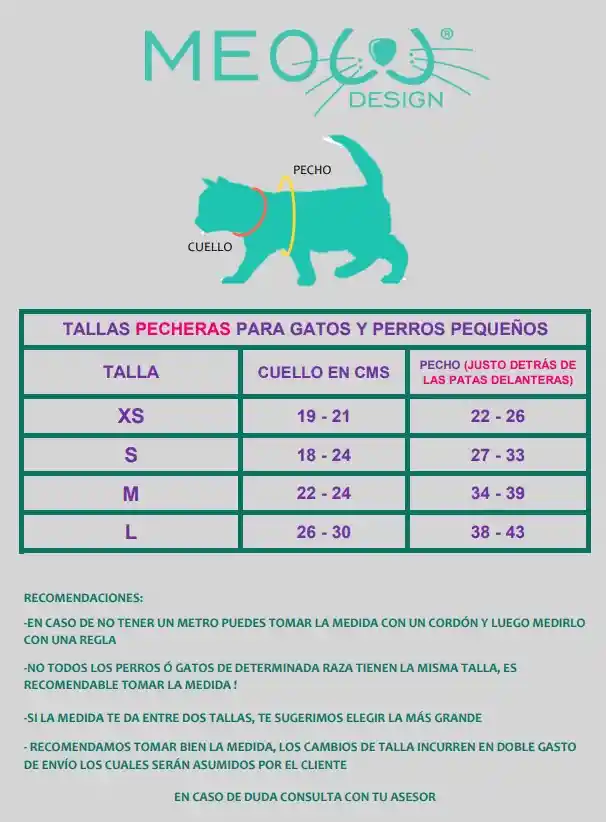 Meow Pechera Cat Azul Turqui Xs