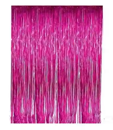 Cortina Para Decorar Metalizada Fucsia Tiras